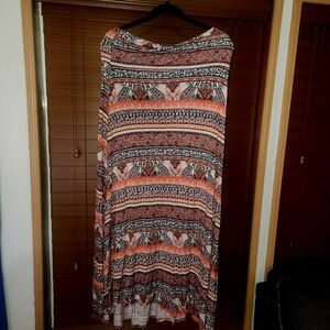 🤎Frumos Made in the USA Patterned Maxi Skirt - Orange and Brown Size XL